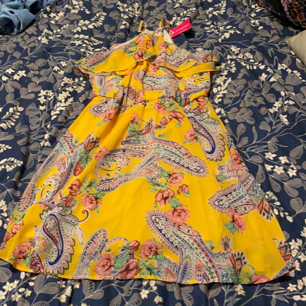 Gold floral and paisley dress